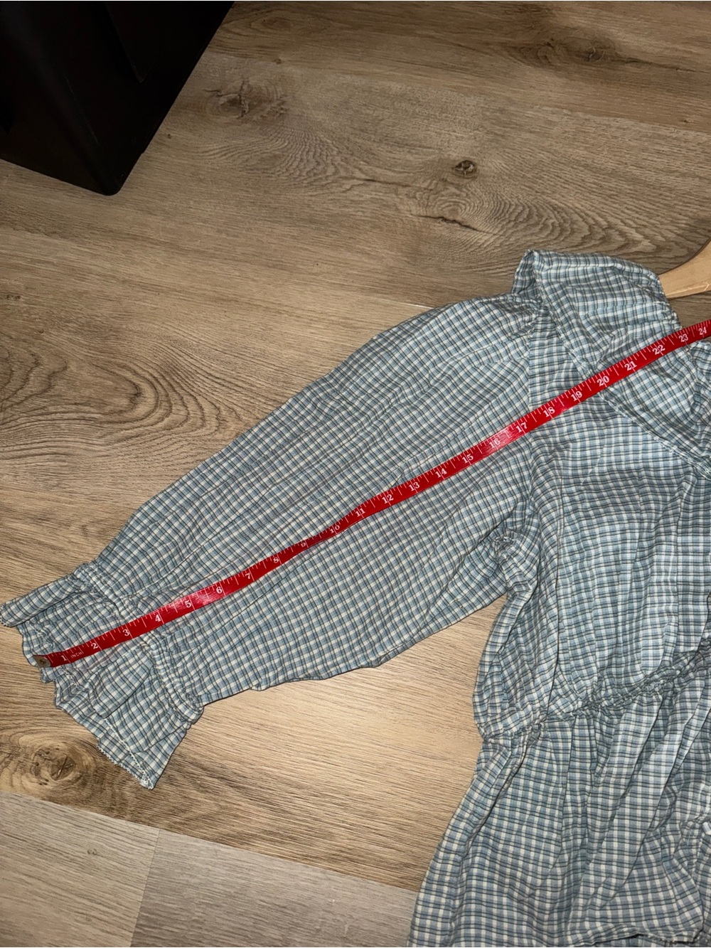 Blue Gingham Ruffle Peasant Top - Picture 6 of 6